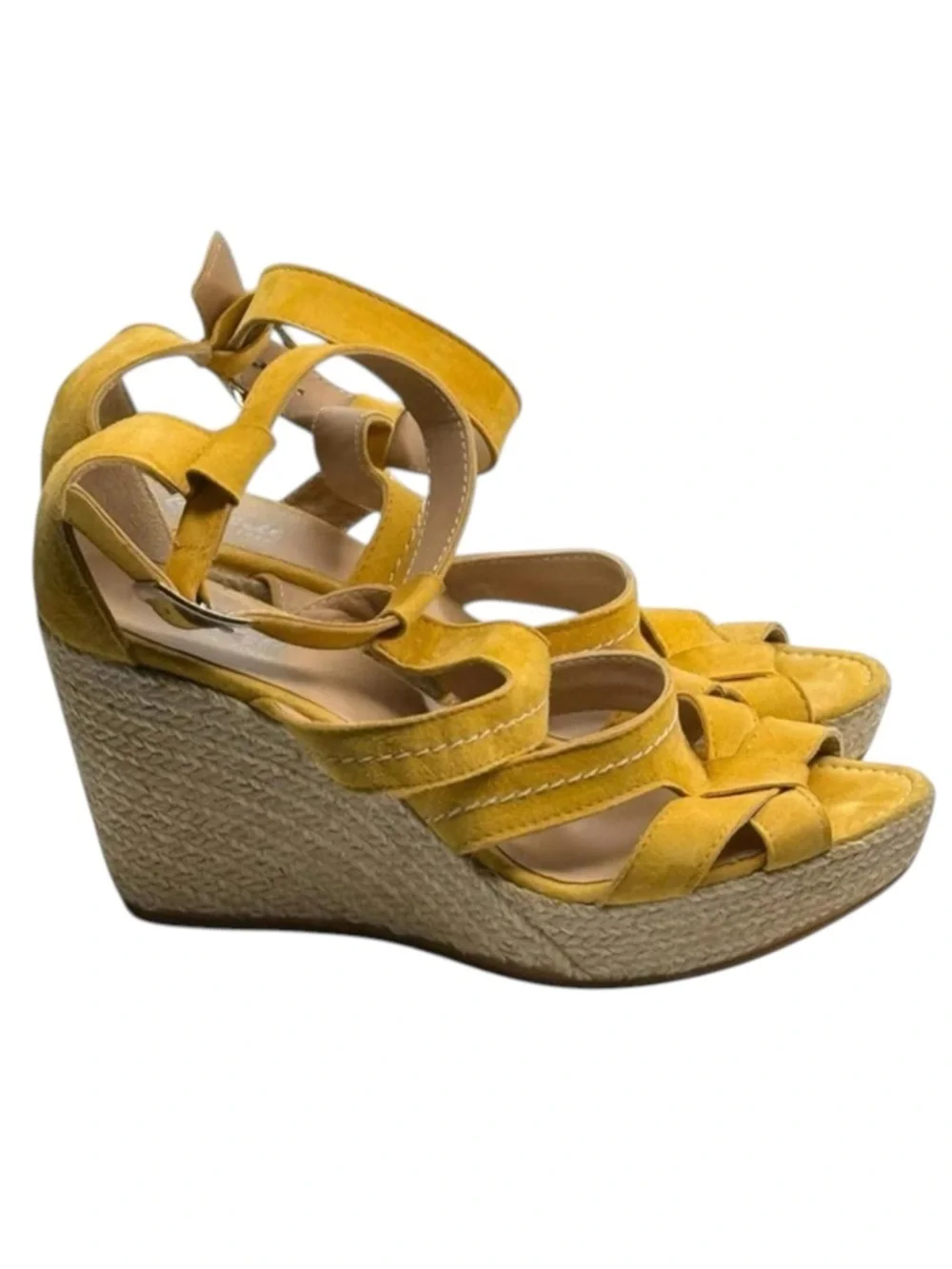 Castell Menorca ❤︎︎ Platform Espadrille Wedge Sandals ❤︎︎ Yellow Suede ❤︎︎ 40